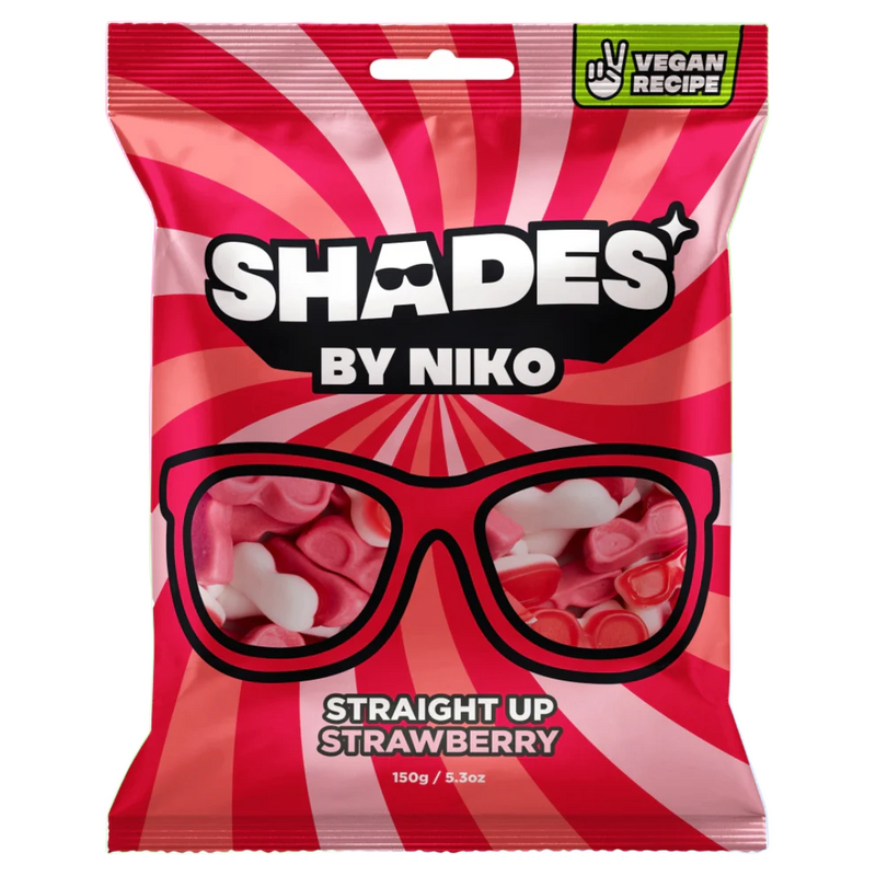 Shades by Niko Straight Up Strawberry Flavour Sweets Bag 20x150g