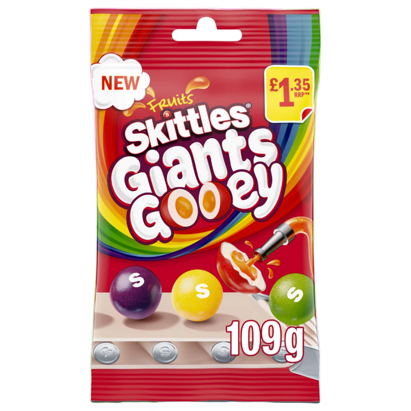 Skittles Giants Gooey Vegan Chewy Sweets Fruit Flavoured Treat Bag 14x109g