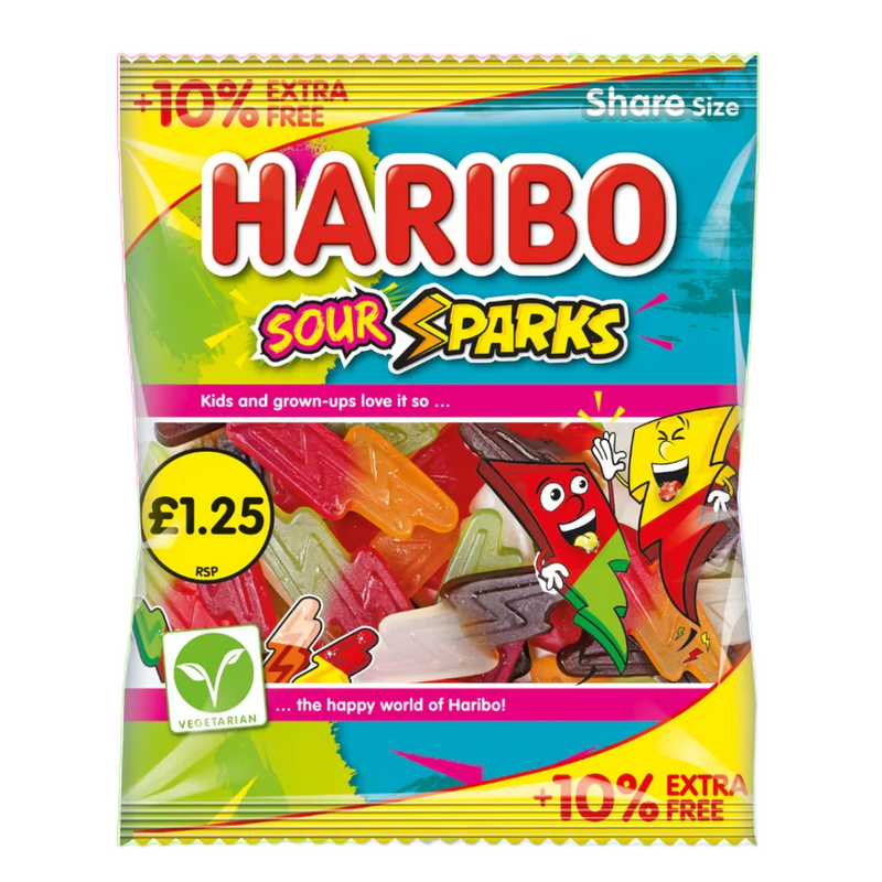 Haribo Sour Sparks Bag 12x154g + 10% Extra Free SKU: