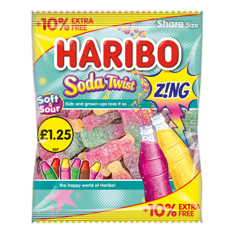 Haribo Soda Twist Bag 12x176g + 10% Extra Free