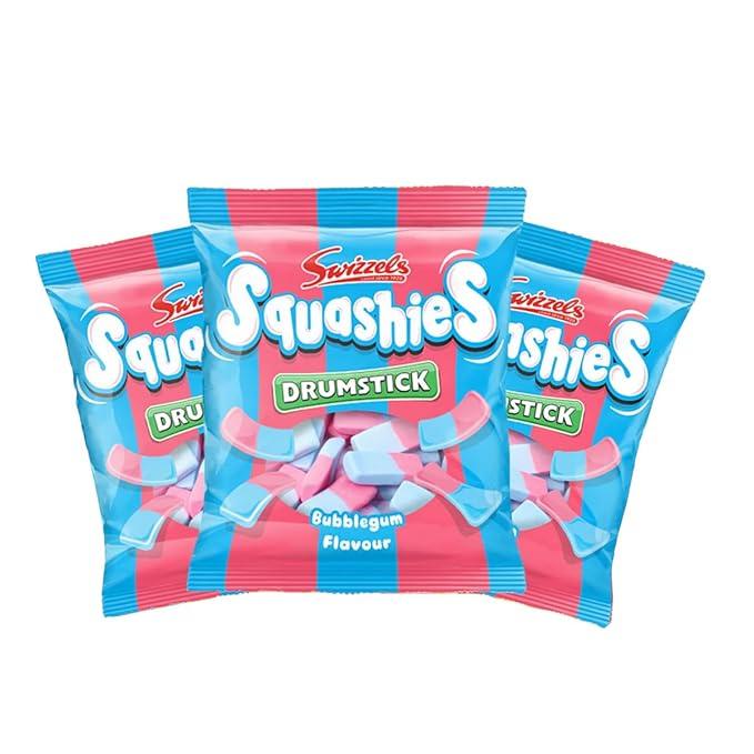 Squashies Drumstick Candy 3 Pack Bundle - Strawberry Flavor Candies - 120g Each - Imported from the UK