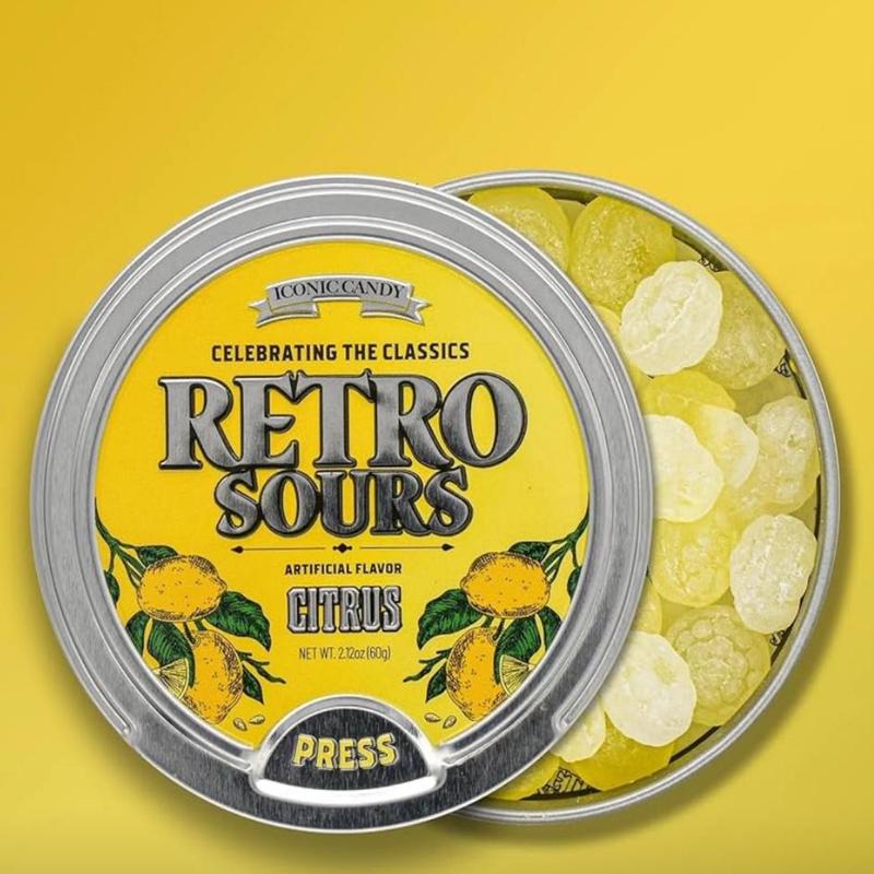 Retro Sour Tins (3 Pack)- Hard Tangy Candy - Tangerine, Citrus, Mango 3 Pack