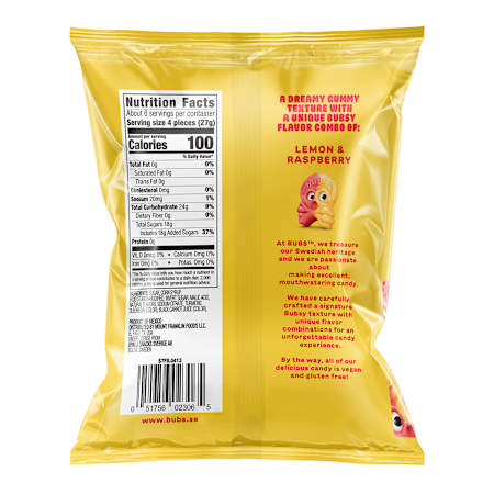 Bubs Sour Skalle Lemon Raspberry 5.5oz (1 Pack)