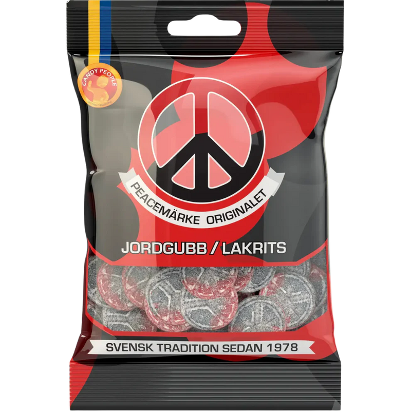 Peace Sign Strawberry/Licorice Bag 80g