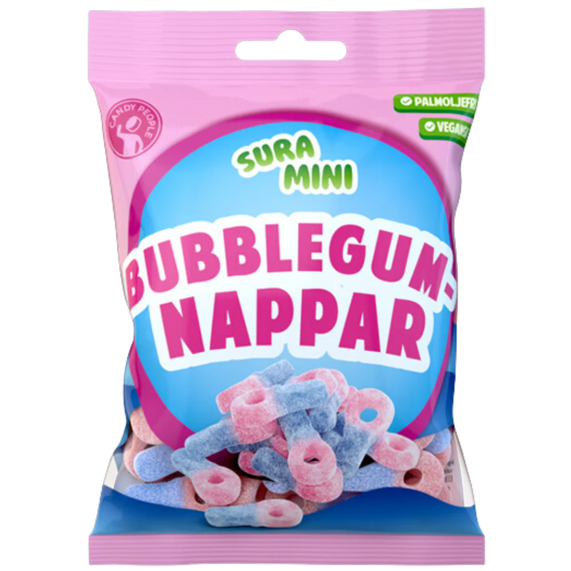 Sour Vegan Mini Bubbelgum Pacifiers Bag 70g