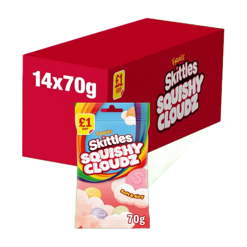 Skittles Squishy Cloudz Chewy Sweets Fruit Flavoured Sweets Treat Bag 14x70g