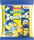 Squashies Drumstick Candy - Strawberry, Sour Cherry and Apple, Bubblegum, Rhubarb and Custard ,Original Raspberry and Milk Flavor Candies 120g Each - Imported from the UK